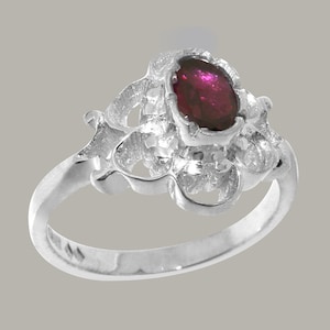 925 Sterling Silver Natural Garnet Solitaire Ring - Customizable 9K,10K,14K,18K, Yellow, Rose or White Gold or Platinum