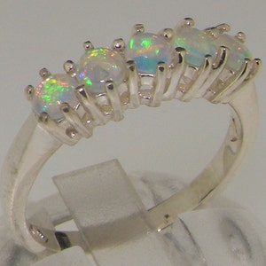 Platinum Natural Opal Womens Eternity Ring - Customizable Platinum,9K,10K,14K,18K Yellow, Rose or White Gold