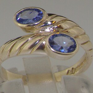 High Quality 10k White Gold Natural Tanzanite womens Band Ring - Customizable 9K,10K,14K,18K, Yellow, Rose or White Gold or Platinum