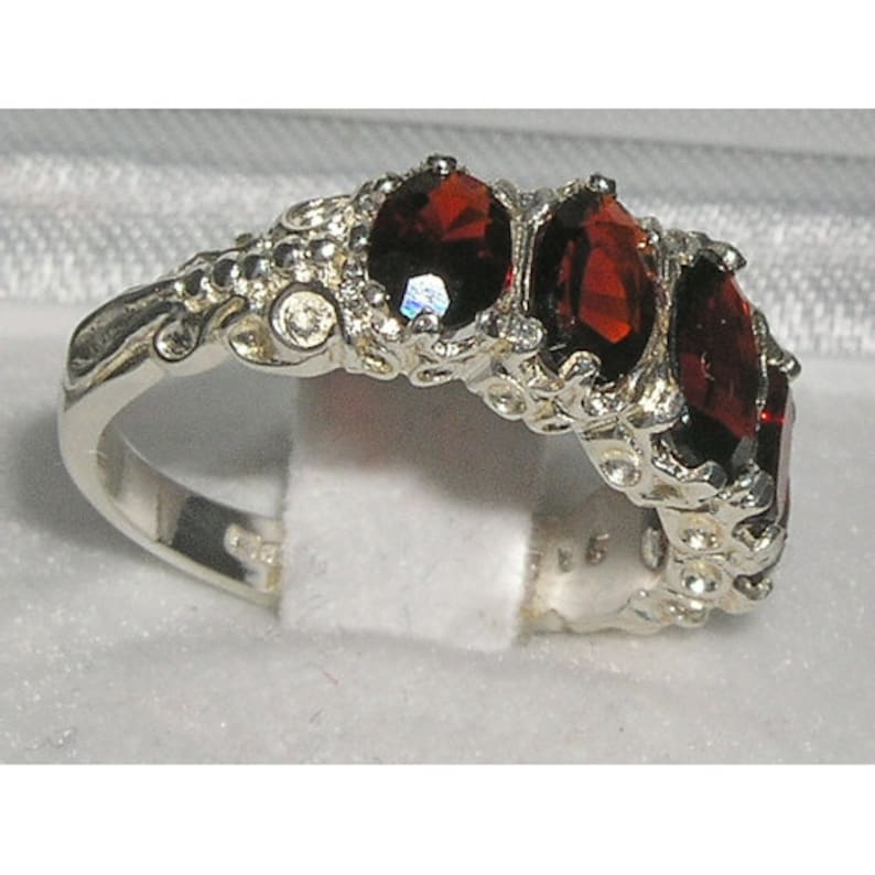 Details about Natural Garnet Ring Stacking Art Deco Half Eternity 925 Sterling Silver Handmade Details about Natural Garnet Ring Stacking Art Deco Half Eternity 925 Sterling Silver Handmade