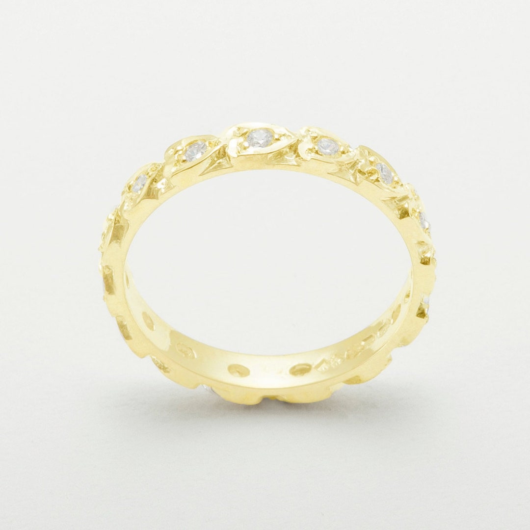 18k Yellow Gold Cubic Zirconia Womens Eternity Ring - Customizable 9K ...
