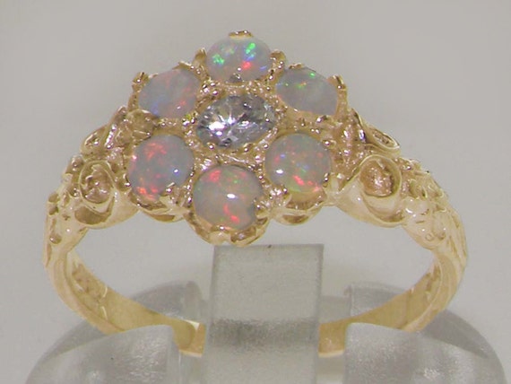 Made in England Victorian Inspired 18K or 14K White Gold Tanzanite and Diamond Dainty Ornate Trilogy Ring Platinum Customizable