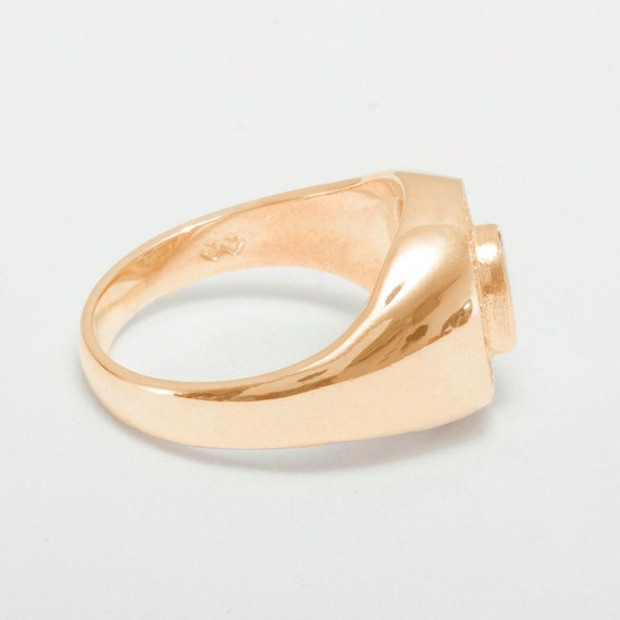 18k Rose Gold Natural Onyx Diamond Mens Signet Ring