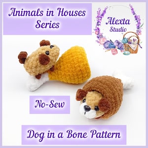 Dog in a Bone Pattern Amigurumi No Sew Crochet Pattern PDF | Small Plush Toy | English Pattern | Instant Download