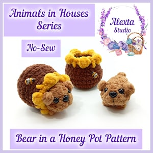 Amigurumi Bear in a Honey Pot No Sew Crochet Pattern PDF | Small Plush Toy | English Pattern | Instant Download