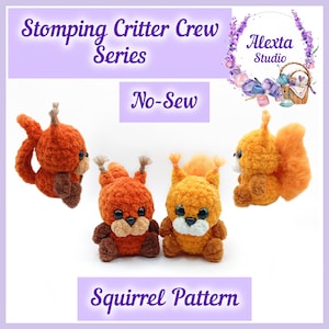 Virkmönster för ekorre Amigurumi utan sömnad i PDF-format | Liten plyschleksak | Engelskt mönster | Direkt nedladdning