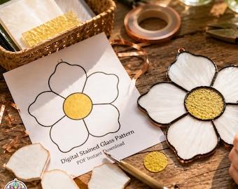 DIY Stained Glass Flower Digital Pattern – Instant Download, Beginner Friendly