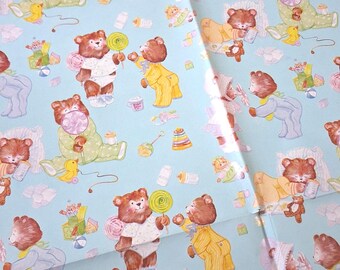 Papel de regalo vintage para bebé, papel de regalo vintage, papel de regalo de osito de peluche, artículos vintage, baby shower