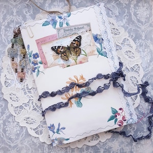 Butterfly floral wallpaper junk journal, wallpaper journals, handmade junk journals, spring junk journal, softcover journals