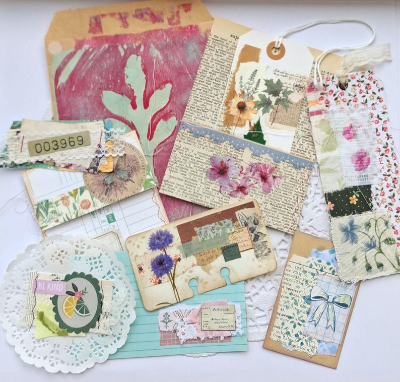 Handgefertigtes Junk-Journal-Ephemera-Set, 10-teilig, Ephemera für Junk Journals, Journal-Etiketten und Verzierungen Bild 2