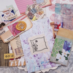 Handmade junk journal ephemera bundle, 10 pieces, ephemera for junk journals, journal mystery pack, handmade ephemera variety grab bag image 5