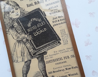Vintage advertisement in frame, 1887 vintage ad, framed vintage ads, Rand McNally and Co vintage ad
