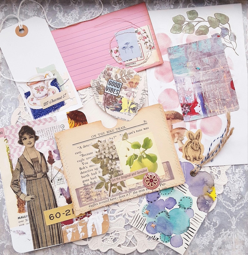 Handgefertigtes Junk-Journal-Ephemera-Set, 10-teilig, Ephemera für Junk Journals, Journal-Etiketten und Verzierungen Bild 4