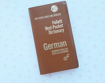 Follett German Vest-Pocket Dictionary,  German-English small dictionary, 1970s vintage dictionary