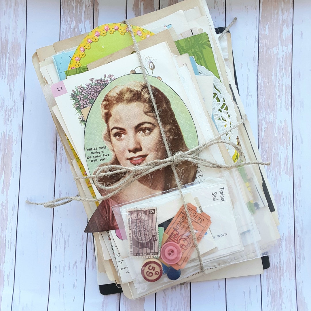 50 Piece Vintage Paper Ephemera Pack, Mixed Vintage Papers, Antique