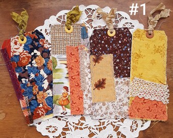 Handmade Herbst Scrapbooking Stoffanhänger Set, wählen Sie Ihr Set aus 4 Stoffanhänger, handgemachte Ephemera, Tags für Junk Journals, Stoffanhänger, Herbst Scrapbooking