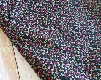 Red rose fabric, red and purple floral fabric, cotton fabrics, floral fabrics, crafting fabric, small floral patterned fabric