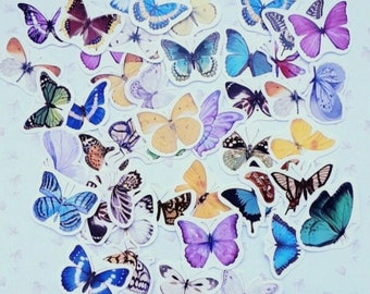 Butterfly stickers, 50 pieces, junk journal stickers, botanical stickers, assorted butterfly stickers,  journal supplies, Set #2