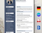 Lebenslauf Vorlage Deutsch | Bewerbungsvorlage Word Canva Pages | Moderner CV mit Anschreiben Deckblatt Sofort Download