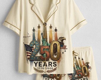 Vintage USA Semiquincentennial Pajama Set - 250 Years of American Independence 1776-2026 Pajamas for Men & Women