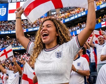 England Football Short Sleeve Tee | Women's Three Lions Tee | World Cup 2026 Vintage St George Cross Blokecore Gear | UK Fan