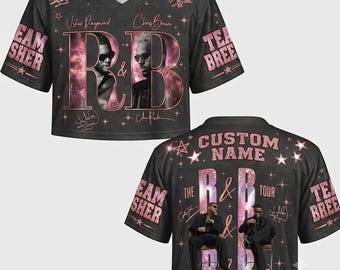 Usher Chris Brown R&B Tour Crop Jersey, Custom Rose Gold Glitter Concert Fan Top, Team Breezy Hip Hop Outfit, Personalized Music Fan Gift