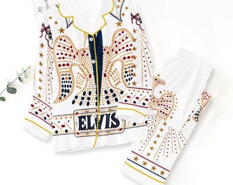 Elvis Presley Pajamas Set, 1950s Rock n Roll Nightwear Ultimate Elvis Presley Fan Gift