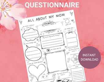 Tutto sulla mamma (stampabile) | Attività per la Festa della Mamma | Questionario per bambini | Scheda ricordo | Scuola dell'infanzia | Download digitale