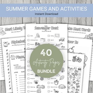 Activity Pack for Kids | 40 Printable  Games & Worksheets | Road Trip Activities | Vacation Activity Book | Screen-Free Fun