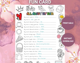 Tutto sulla mamma - Lista stampabile | Questionario per la Festa della Mamma | Attività per bambini | Ricordo per la mamma | Download immediato | Scuola dell'infanzia | PDF