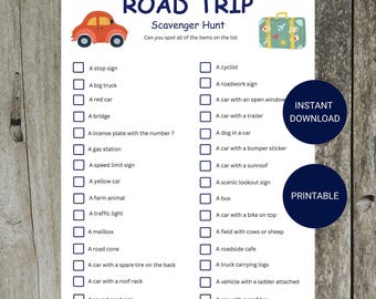Caccia al tesoro per viaggio in auto (stampabile) | Attività di viaggio per bambini | Gioco da fare in macchina | Viaggio in auto in famiglia | Per bambini in età prescolare e dei primi anni di studio | Download digitale