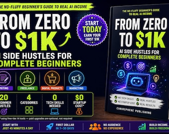 From Zero to Usd 1K AI Side Hustles Guide Beginners Ebook Make Money With AI ChatGPT Side Hustle PDF Digital Download Passive Income Book
