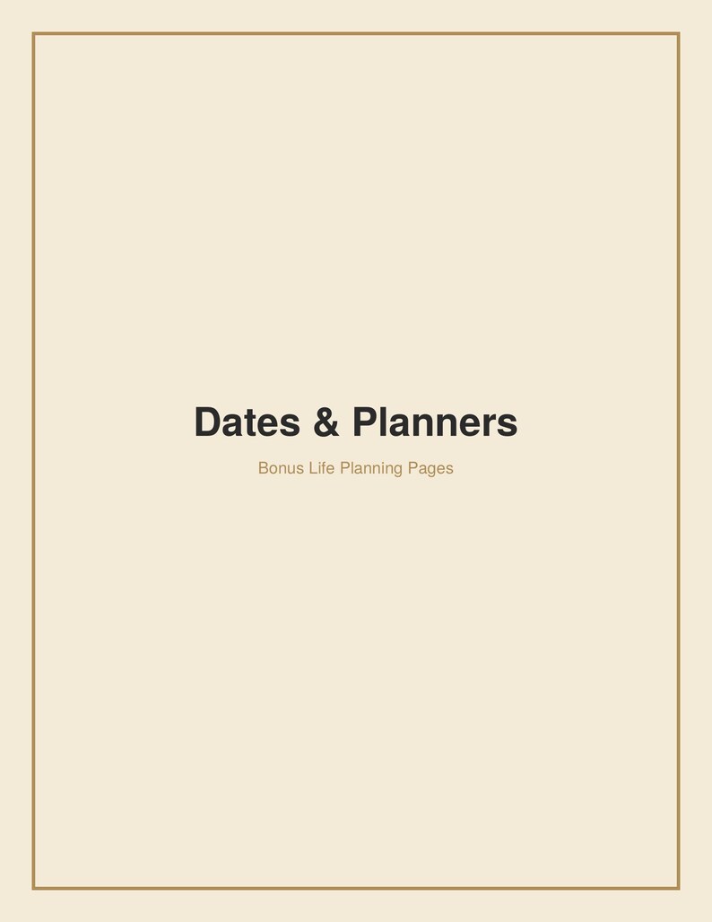 Minimalist beige life planner cover labeled Dates & Planners, lined notes section shown, DASH diet meal plan pdf