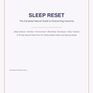Title page, minimalist Sleep Reset heading on white page, clean layout, 30 day sleep plan PDF