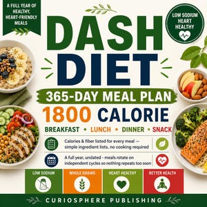 DASH Diet Meal Plan PDF, 365 Day Schedule, Low Sodium Eating