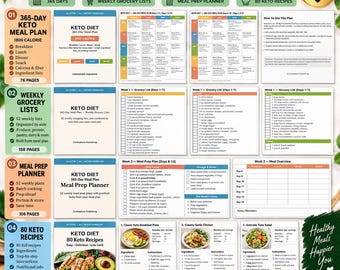 Keto-Diät-Komplettpaket Premium | 365-Tage-Ernährungsplan + Rezepte + Einkaufslisten + Vorbereitungsplaner