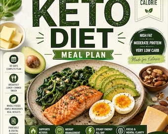 30 Day Keto Complete Meal Plan PDF | Grocery List | Meal Prep Planner | 1800 Calorie Low Carb Diet Plan | Digital Download