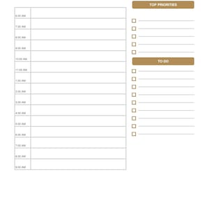 Monday schedule with hourly times, checkboxes and meal column, part of the DASH diet meal plan pdf 1800 calorie bundle