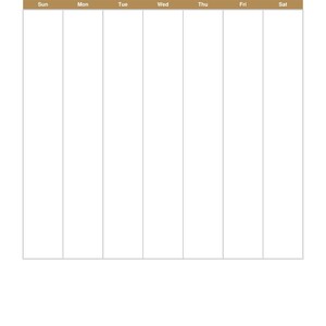 Weekly planner layout with vertical day columns and blank slots for meals or tasks, DASH diet meal plan pdf