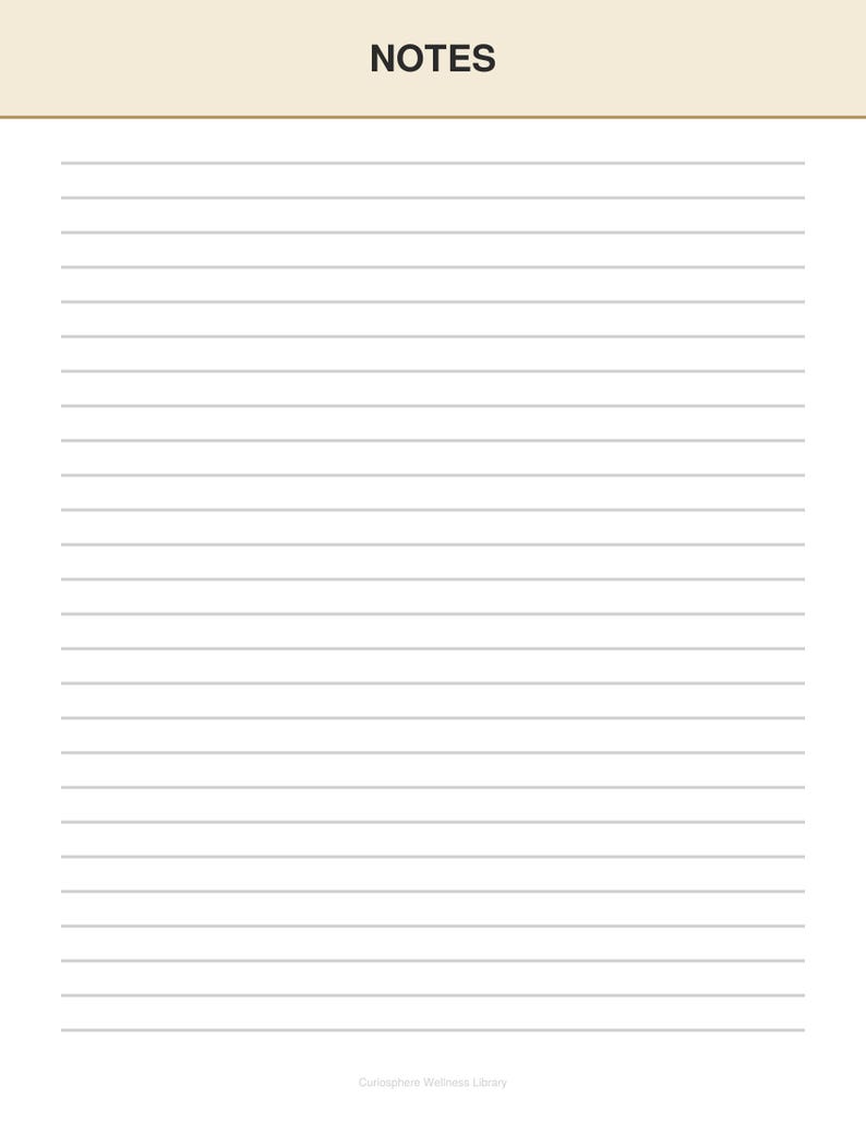 Lined notes page with wide margins and soft beige header, printable planner pages included in DASH diet meal plan pdf