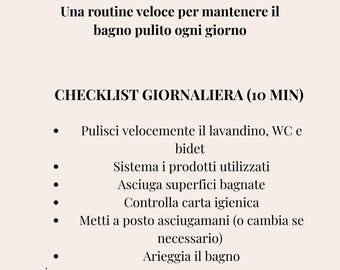 Checklist pulizia bagno giornaliera e non solo