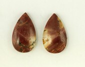 Cherry Creek Jasper Cabochons - 24 x 14 x 5mm - Earring Pair - Red Creek Jasper