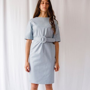 Baby blue leather dress top