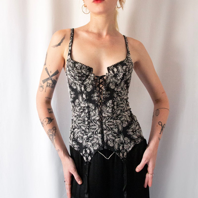 Vintage Black Lacy Bustier
