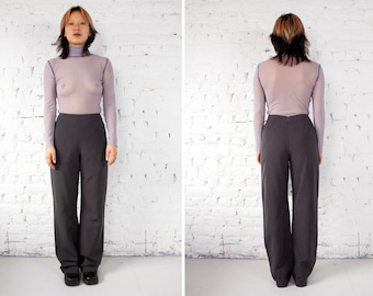 1980s Thierry Mugler high-waist grey suiting pants // Vintage 80s 1990s Mugler minimalist perfectly tailored suit trousers