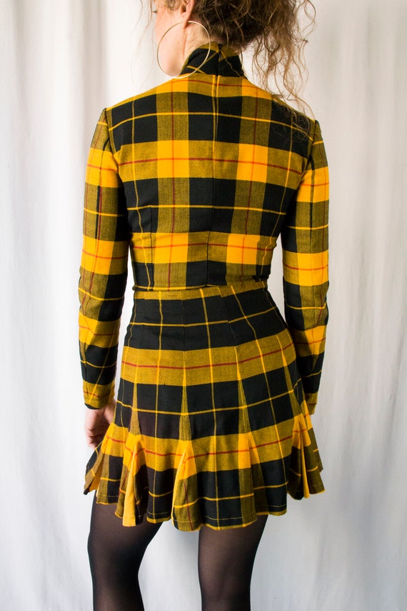 1980s Plein Sud yellow & black tartan wool set bo… - image 7