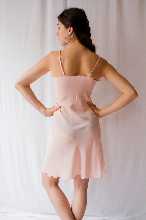 1930s pink silk embroidered lingerie slip dress /… - image 3