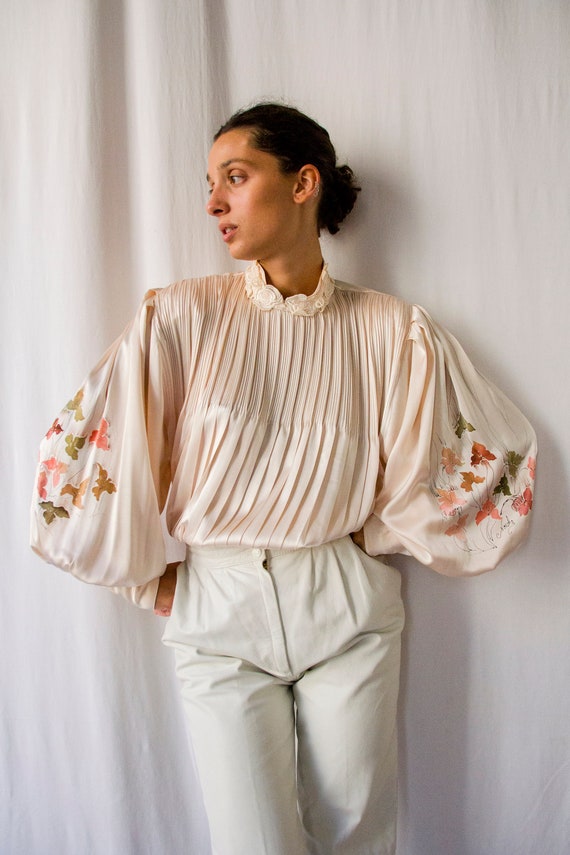 Vintage 1980s hand painted huge billow sleeves ple