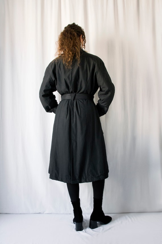 1980s Thierry Mugler Black Oversized Rain Coat With Belted