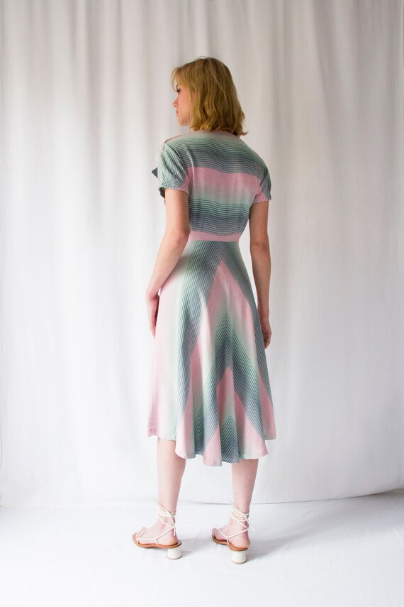 1930s bias cut cotton candy striped print dress w… - image 3